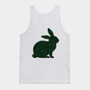 Dark Green Faux Glitter Easter Bunny Tank Top